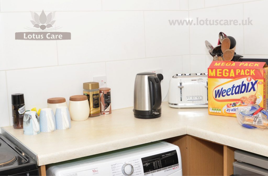 Kitchen facilities at The Bungalow Independent Living, Telford